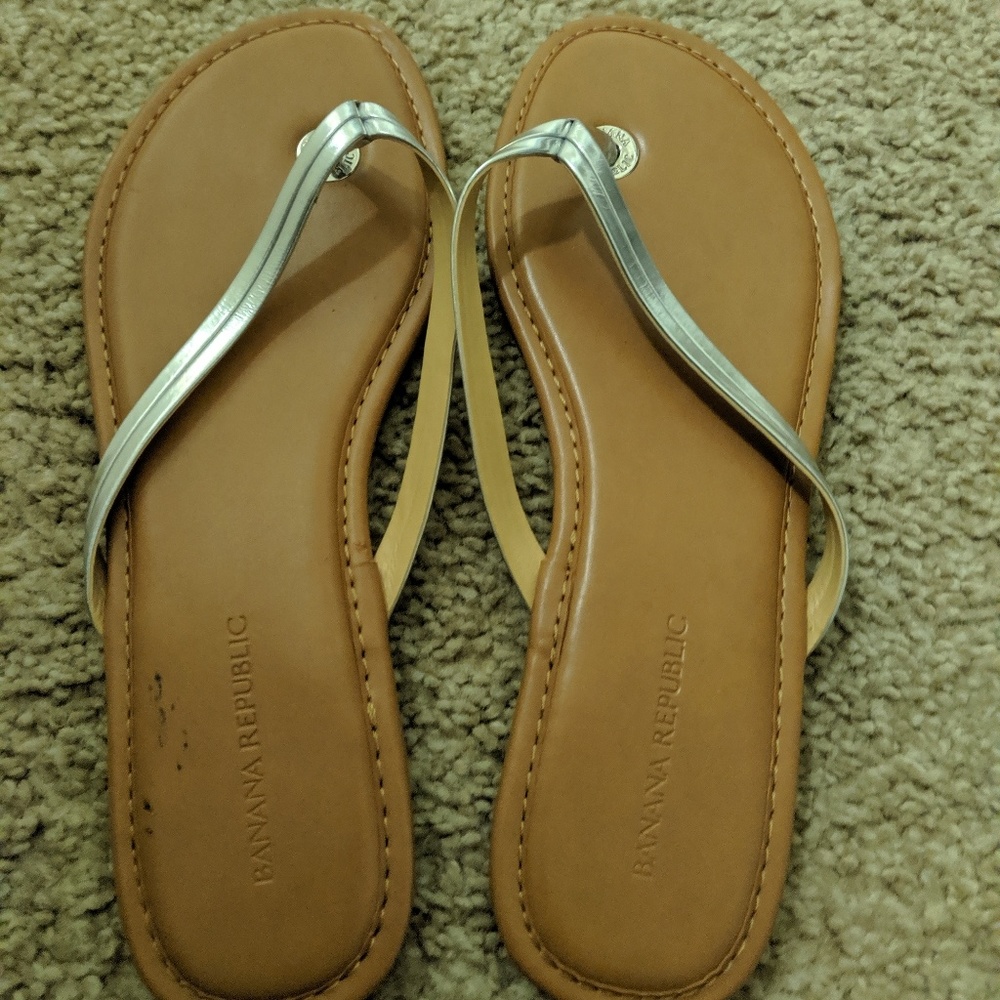 Banana Republic Tan Leather Sandals with Straps - Gold & Silver available